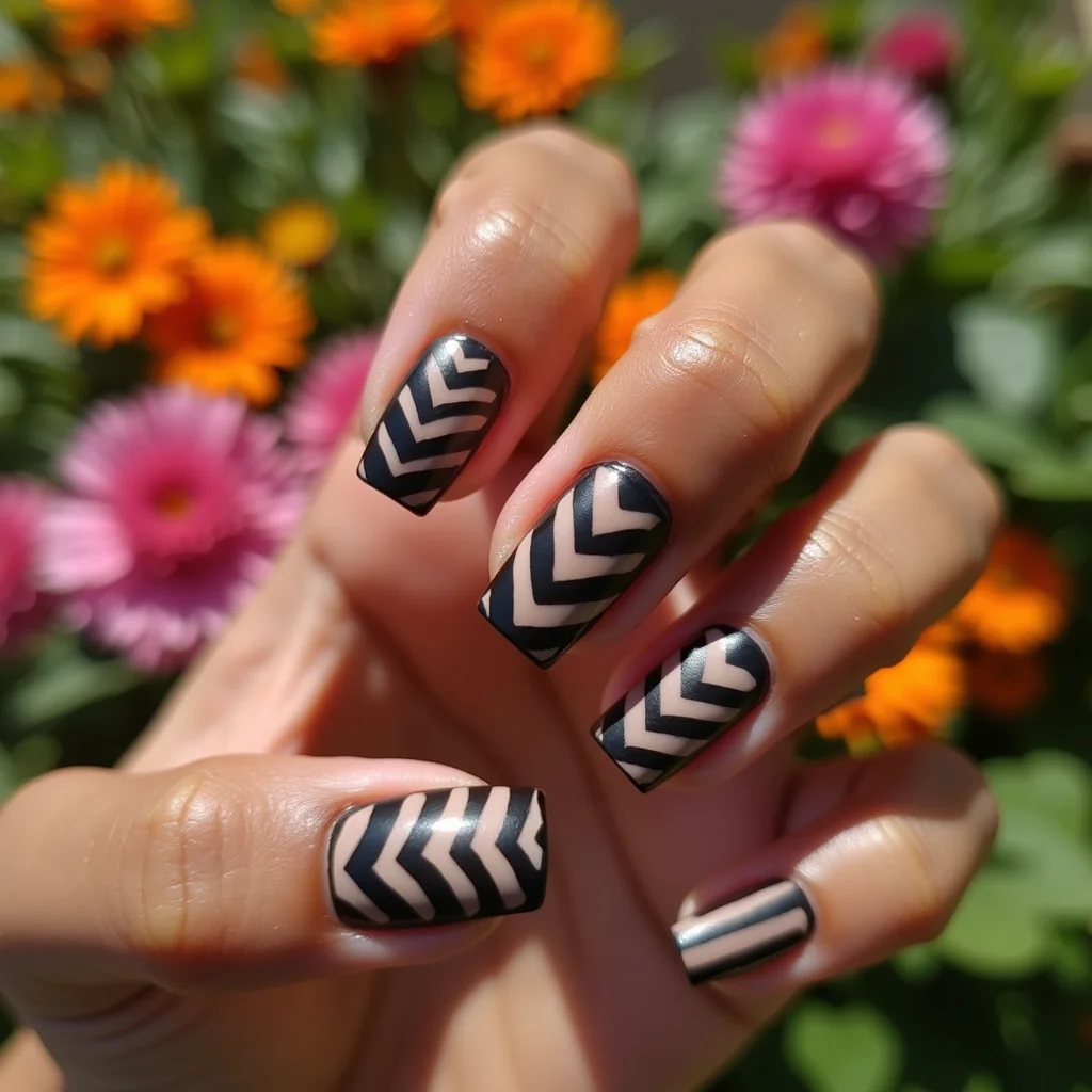 Striking Black And Nude Chevrons