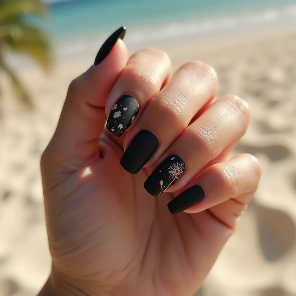 Feminine Black And Nude Florals