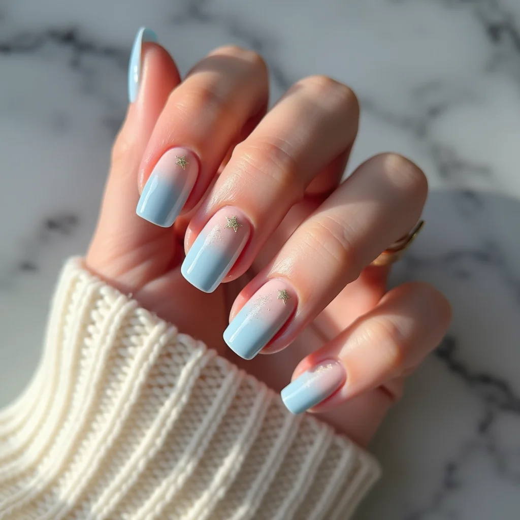 Dusty Blue Gold Ombre