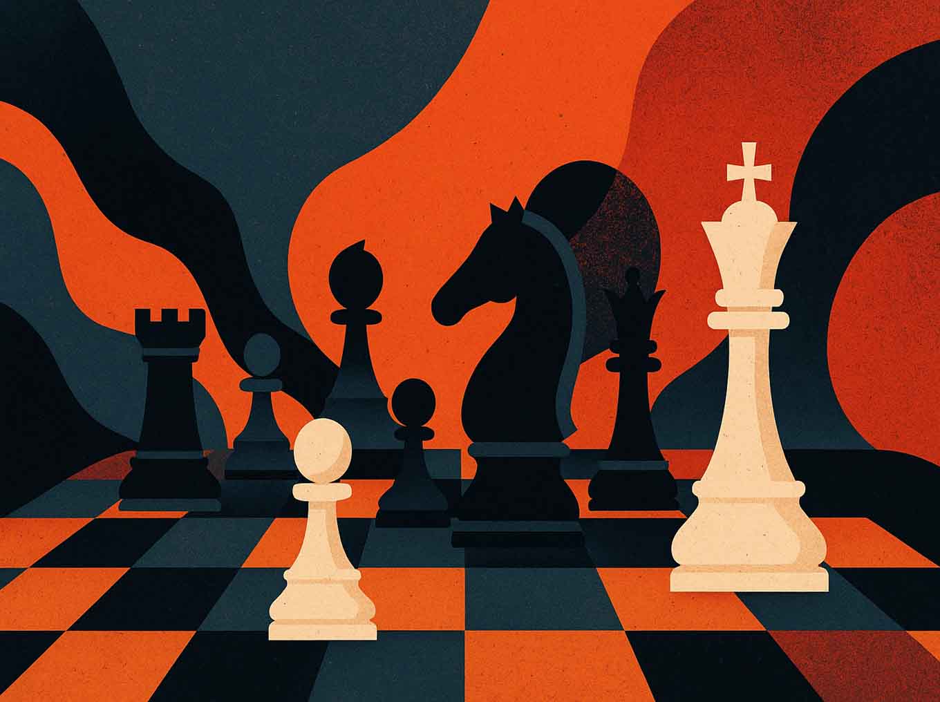 Abstract chessboard symbolizing geopolitical strategy and global market risks