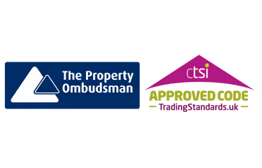The Property Ombudsman and CTSI Approved Code Trading Standards UK logos side by side.