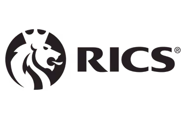 RICS logo featuring a stylized lion head inside a circle next to the letters RICS.