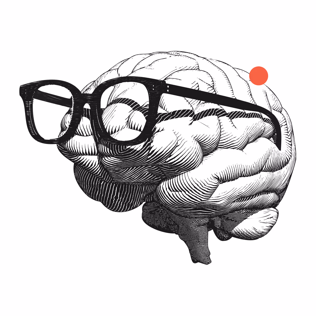 Illustration d'un cerveau avec des lunettes