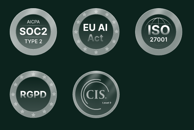 SOC 2 Type 2, EU AI Act, ISO 27001, RGPD et CIS