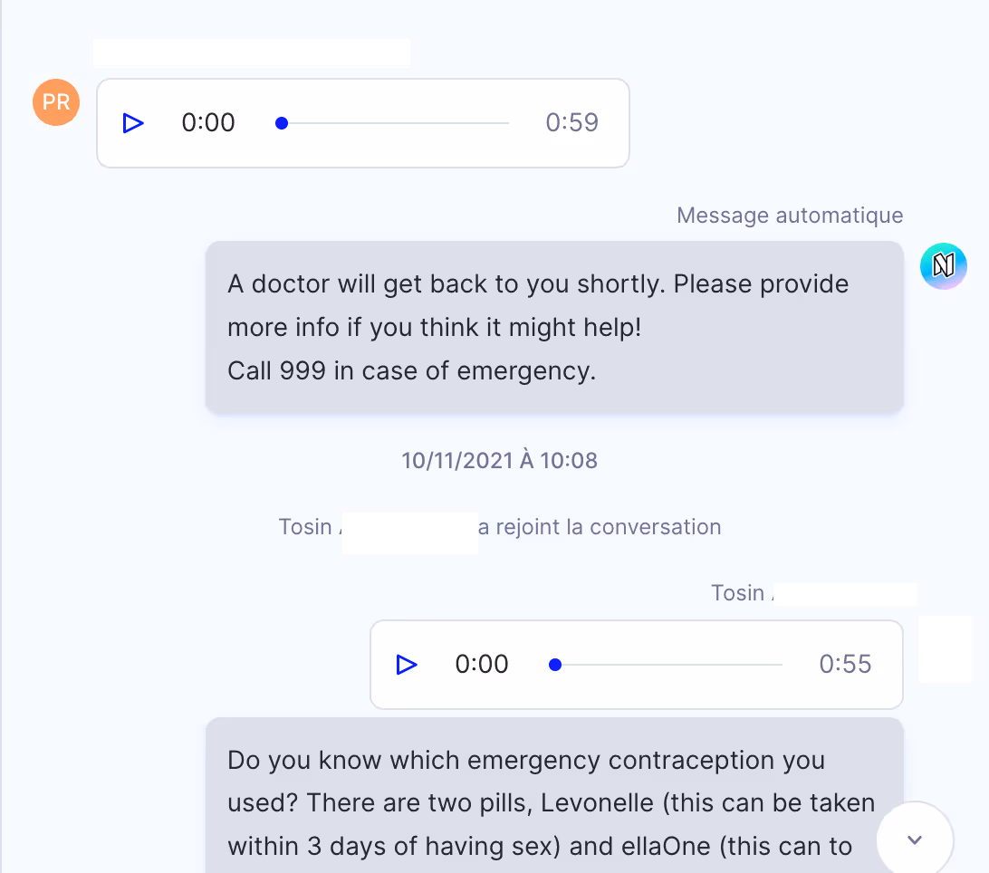 Sending a voice note