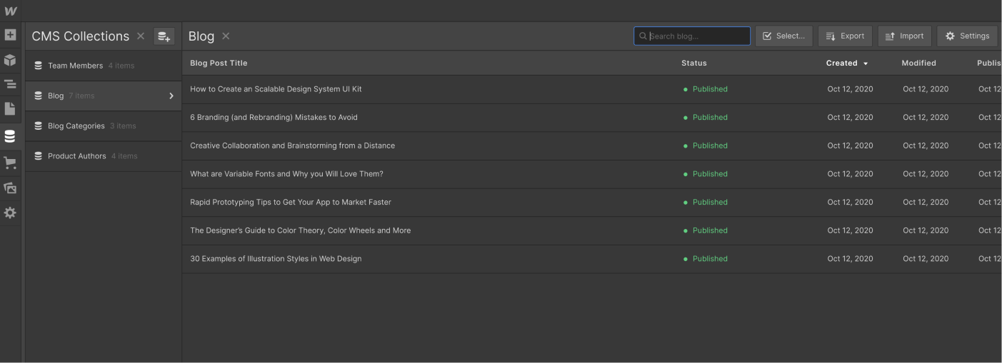 CMS Collection - Market Webflow Template