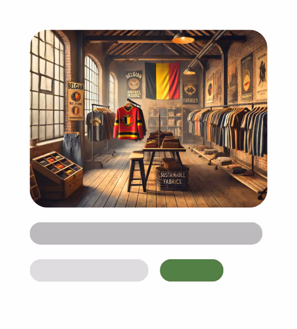 Le Placard - Photo d'annonce marque de vêtement identité belge représentant un magasin vendant des vêtements aux couleurs belges.