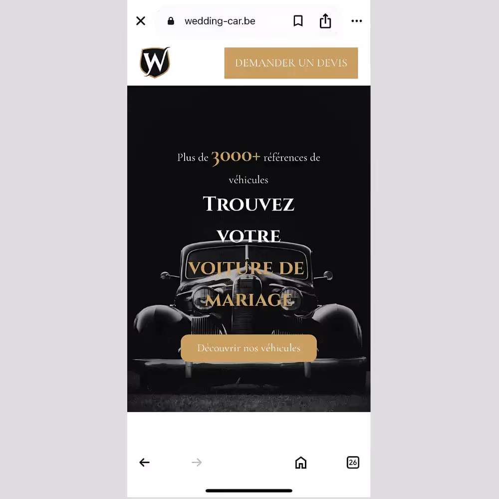 Wedding Car, site internet mobile