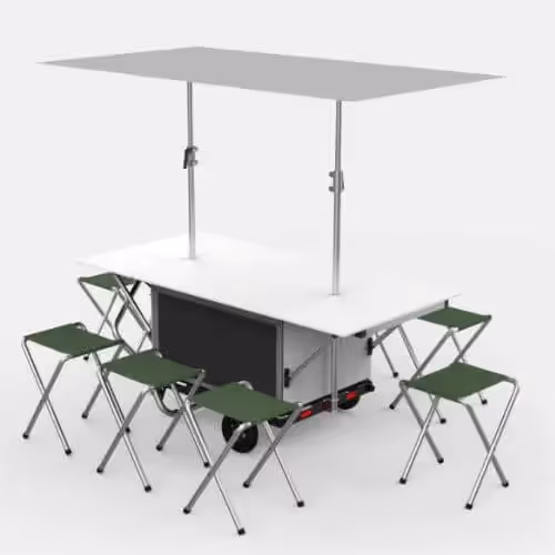 Rool, remorque de vélo qui se transforme en table