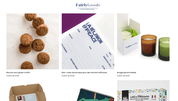 FairlyGoods, site internet page de produits