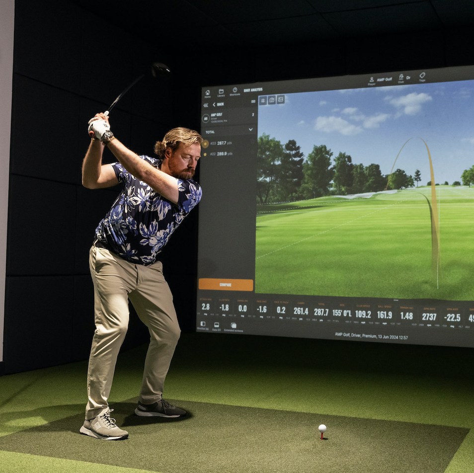Man mid backswing