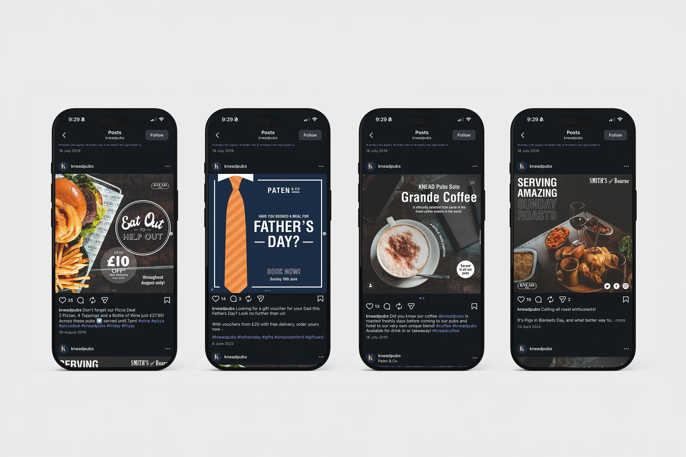 social media post examples mocked up on a phone