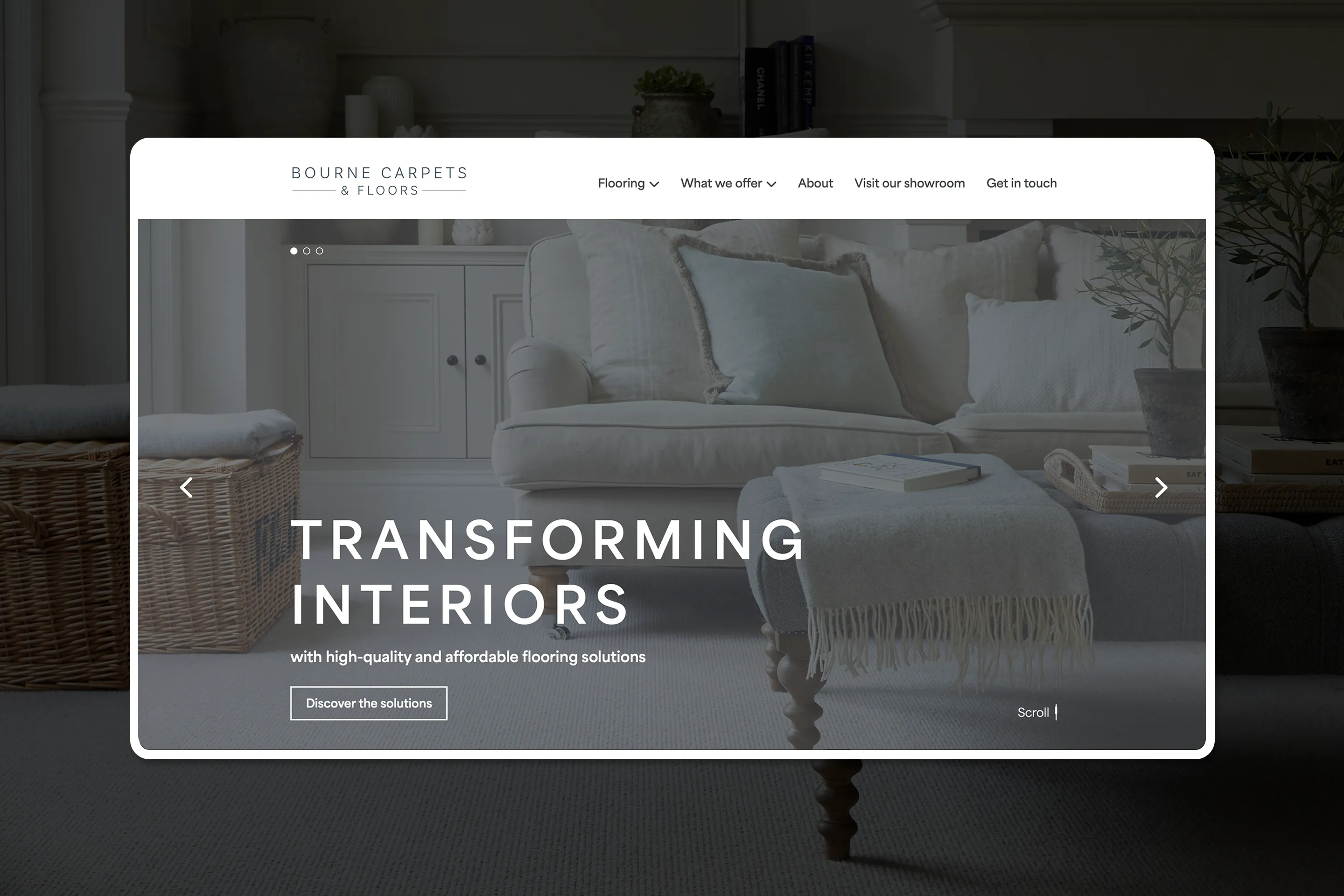 website homepage design for flooring company