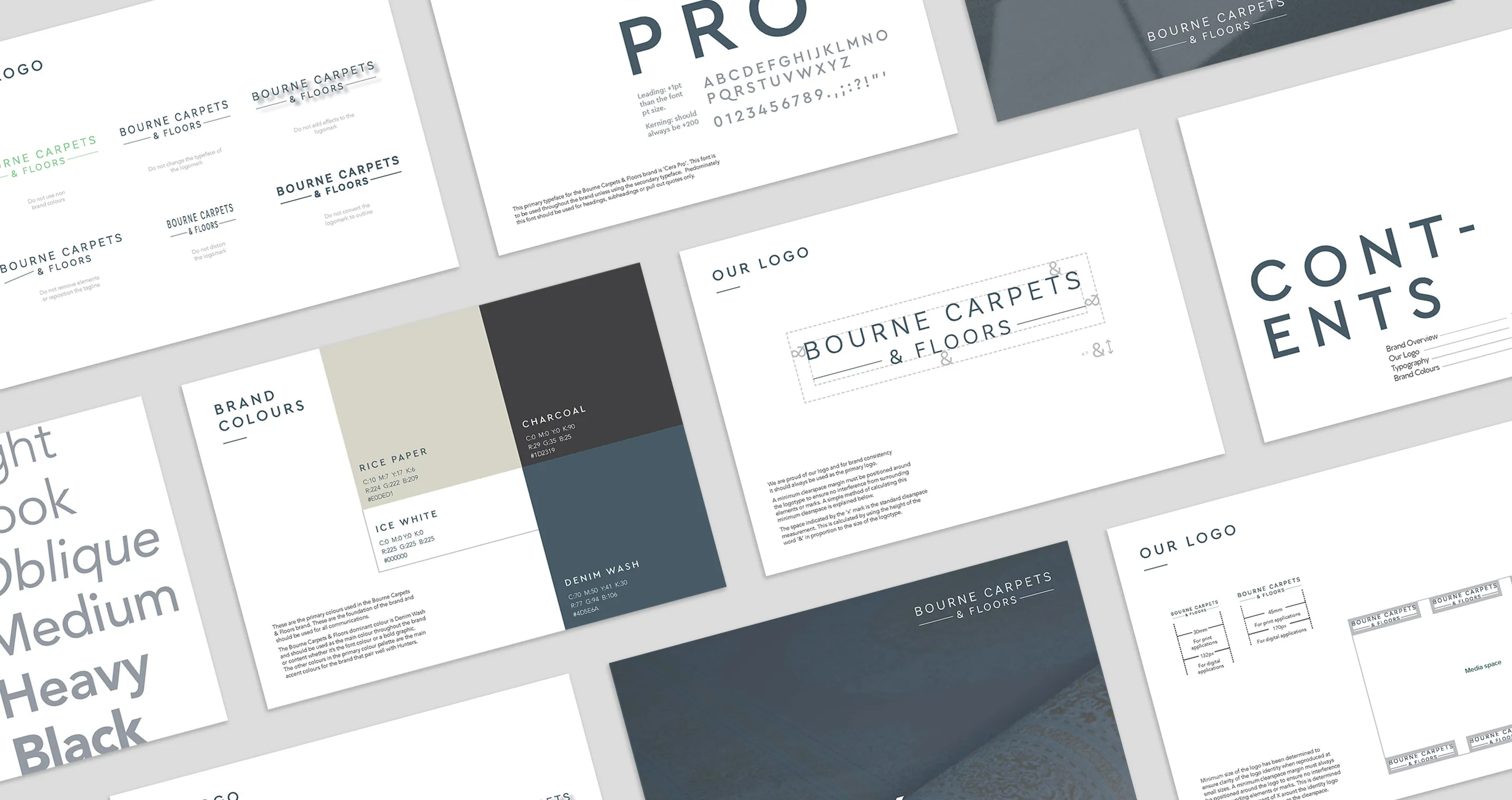 brand guidelines displayed on solid blue background
