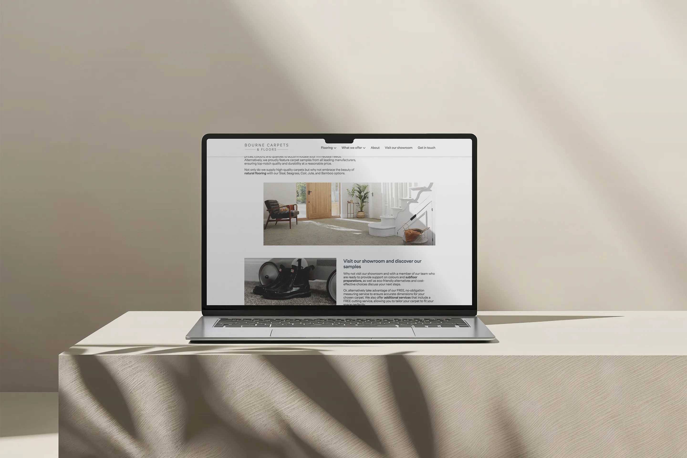 website design displayed on laptop