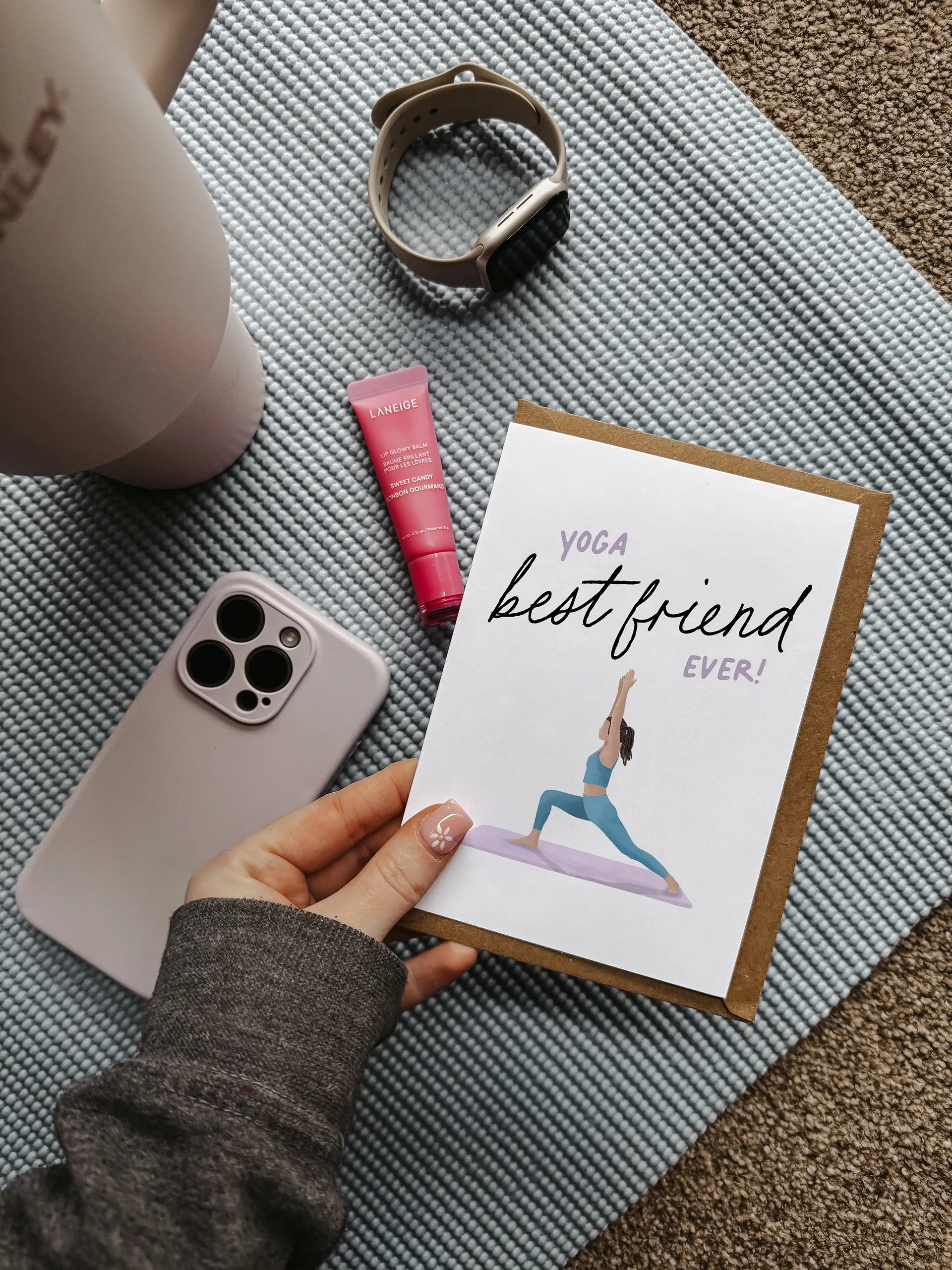 yoga collection greetings card with props