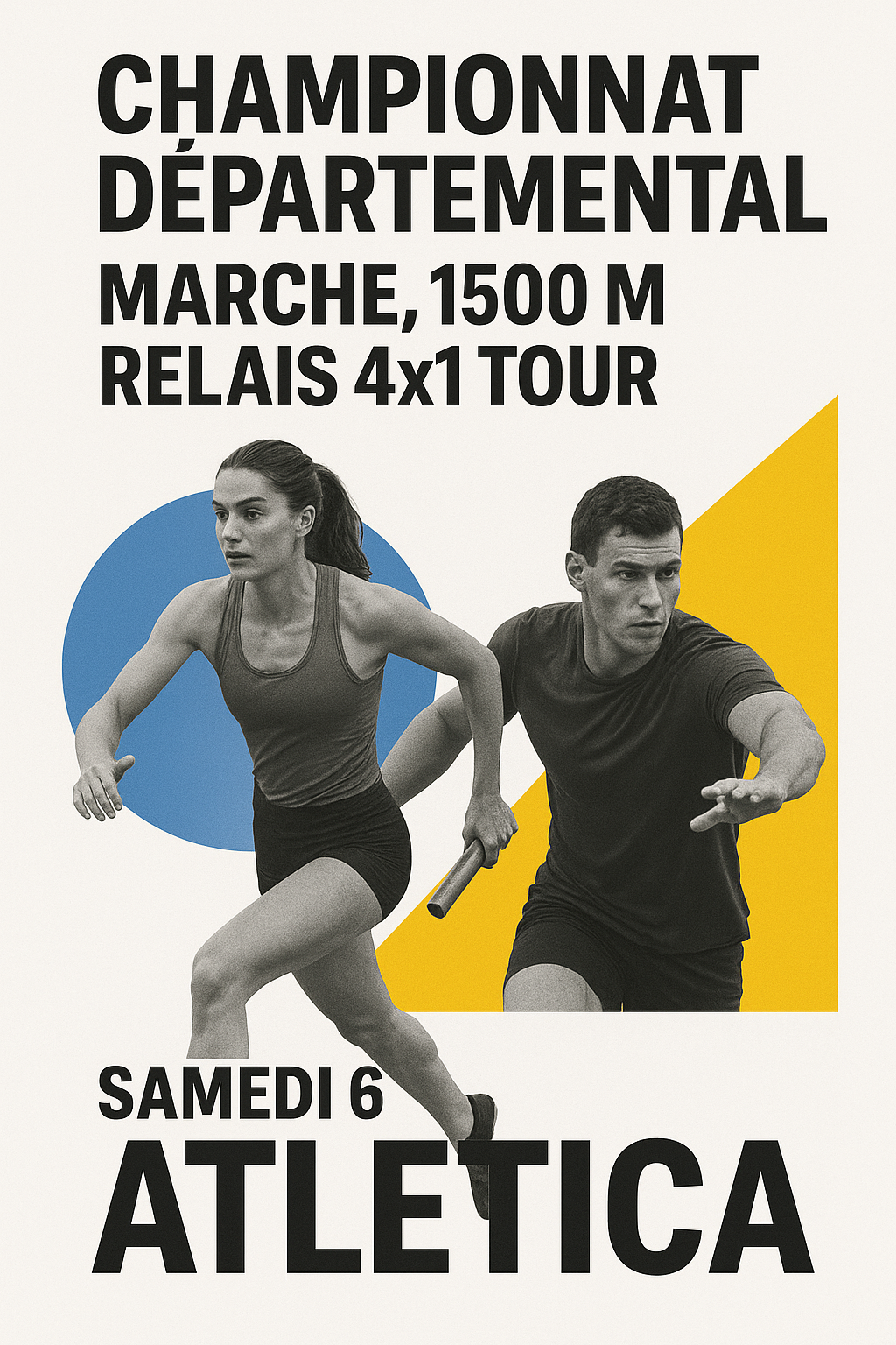 départementaux 1500m, 4x1 tour et marche en salle cadets-juniors-espoirs-seniors