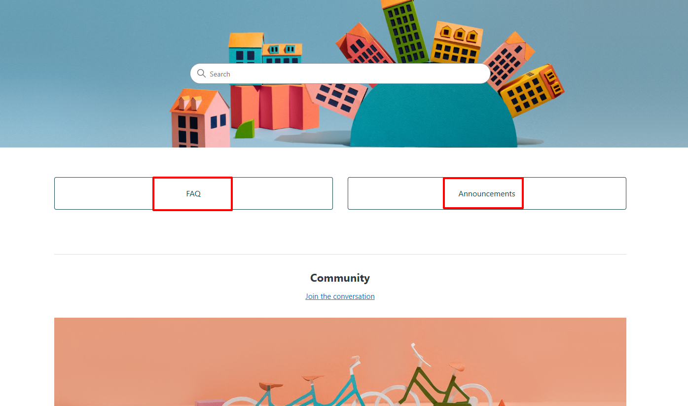 A community forum with FAQ and Announcements