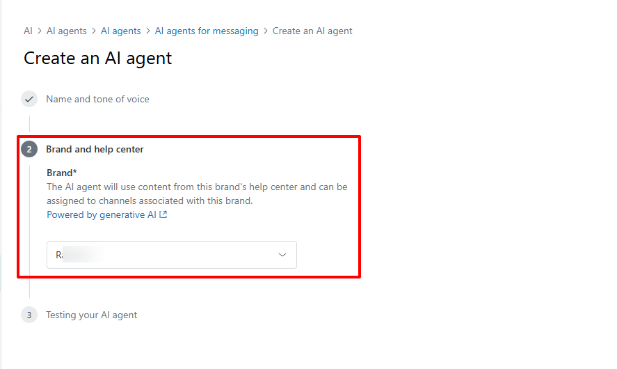 Brand and help center options
