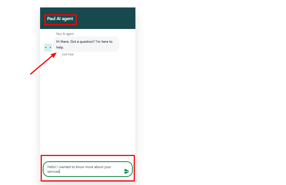 A screenshot of an AI agent chat with Paul AI agent highlighted