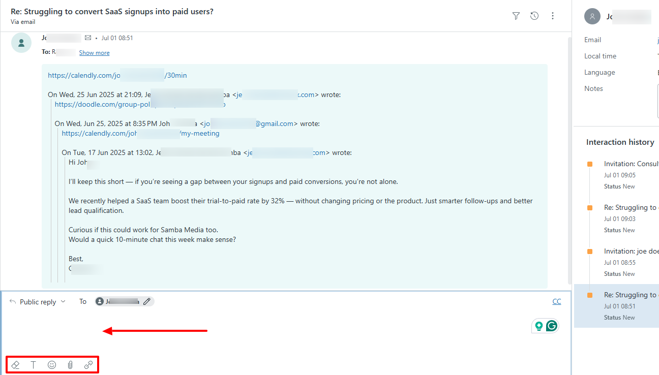 A customer support ticket