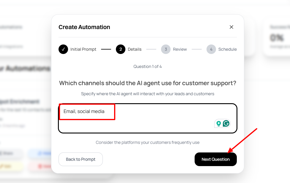 Channels selected for customer support