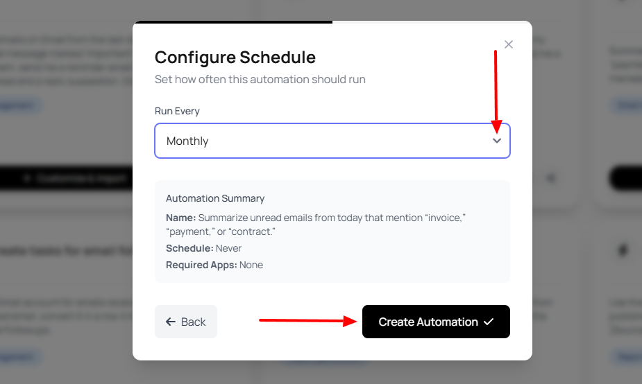 Set the automation to run monthly