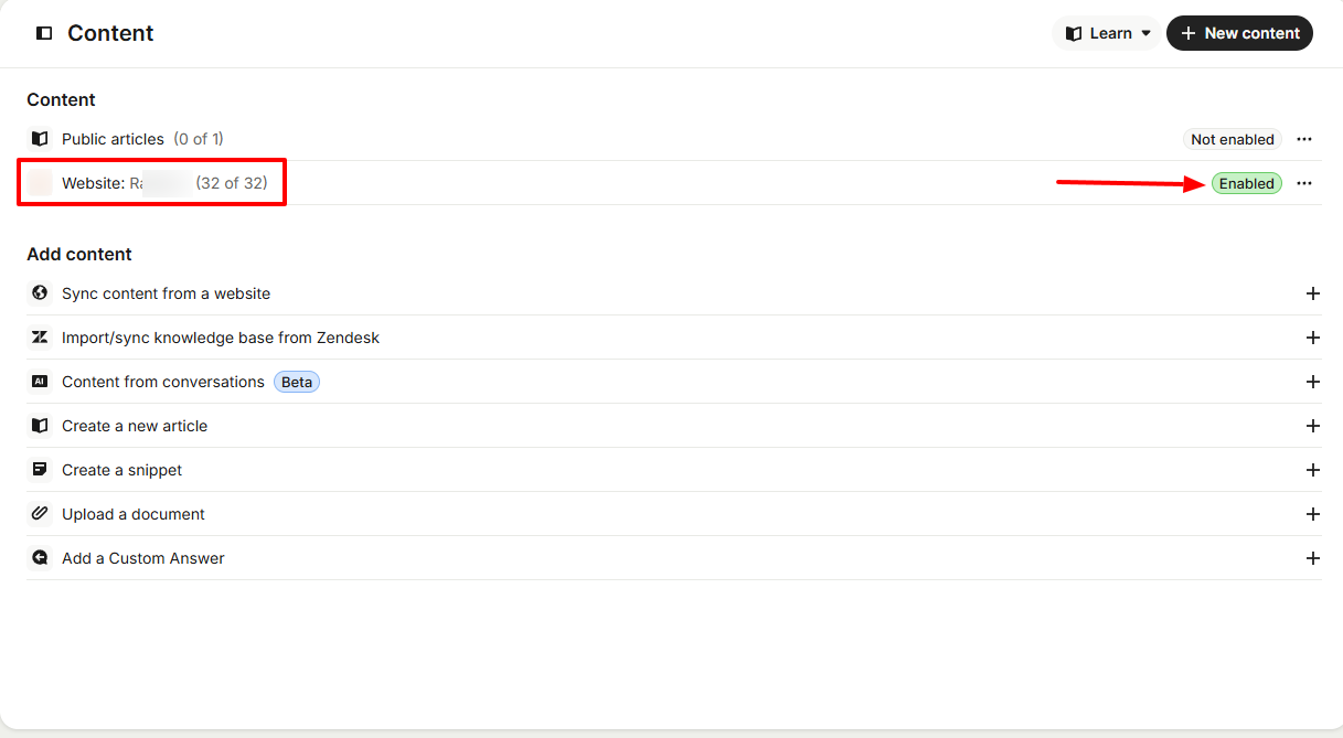 A screenshot showing enabled website content for the best sales enablement tools