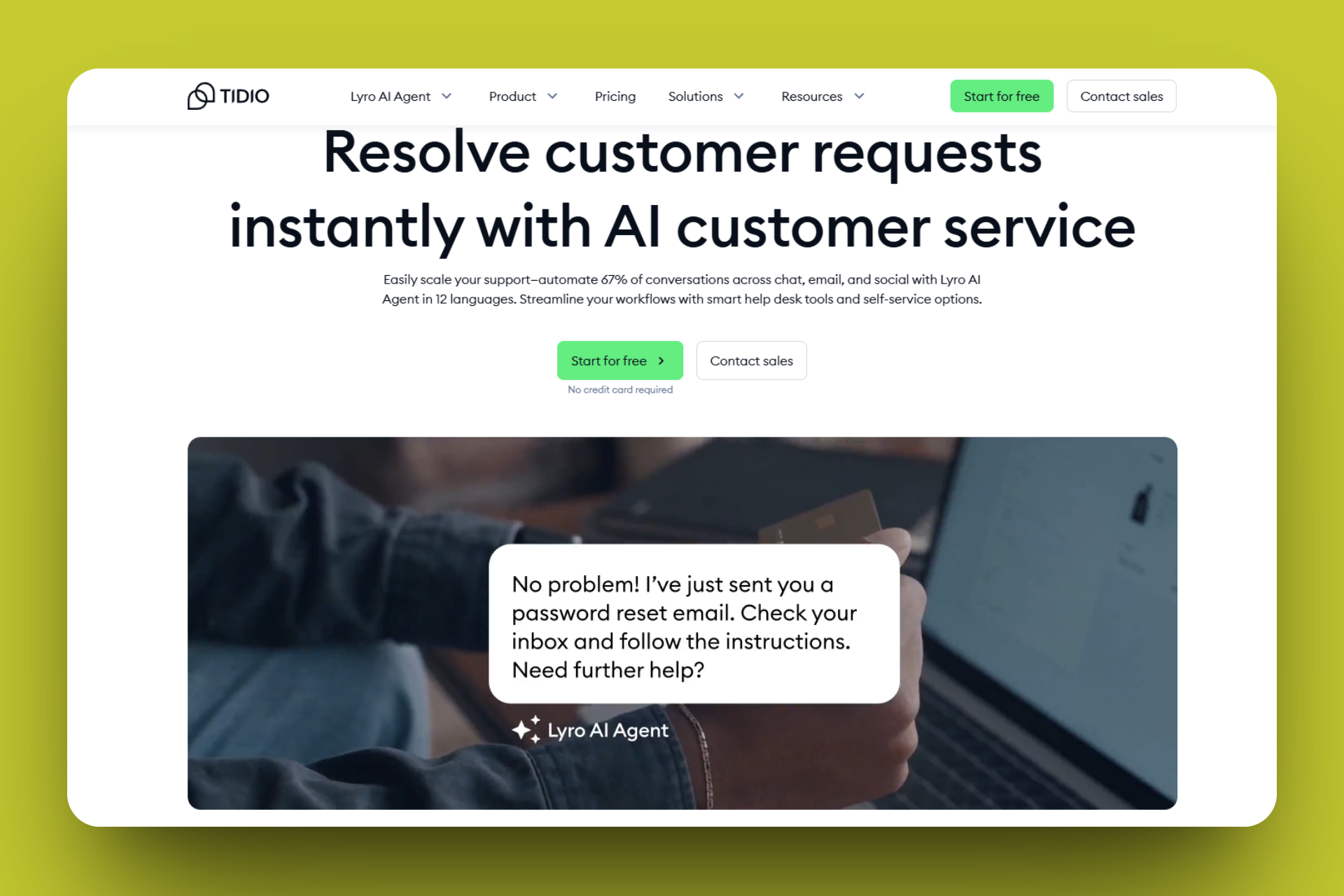 Screenshot showing Tidio's AI customer service