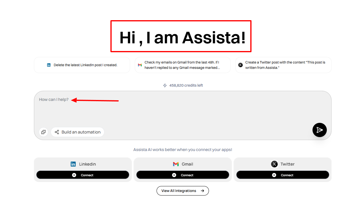 Assista an AI assistant ready to help