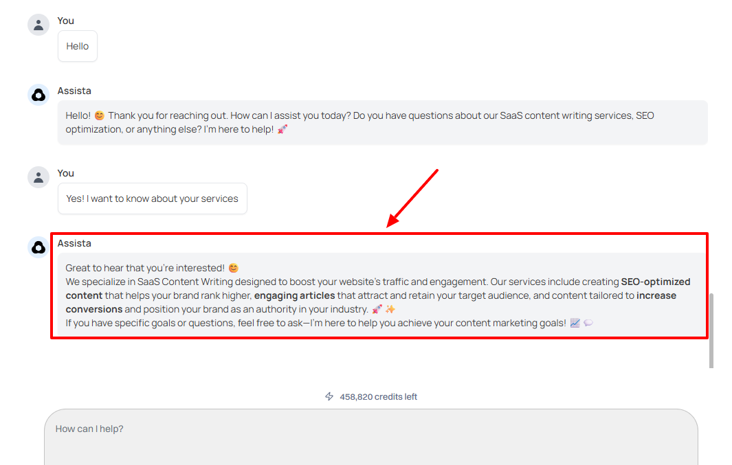 Assista's content writing service description