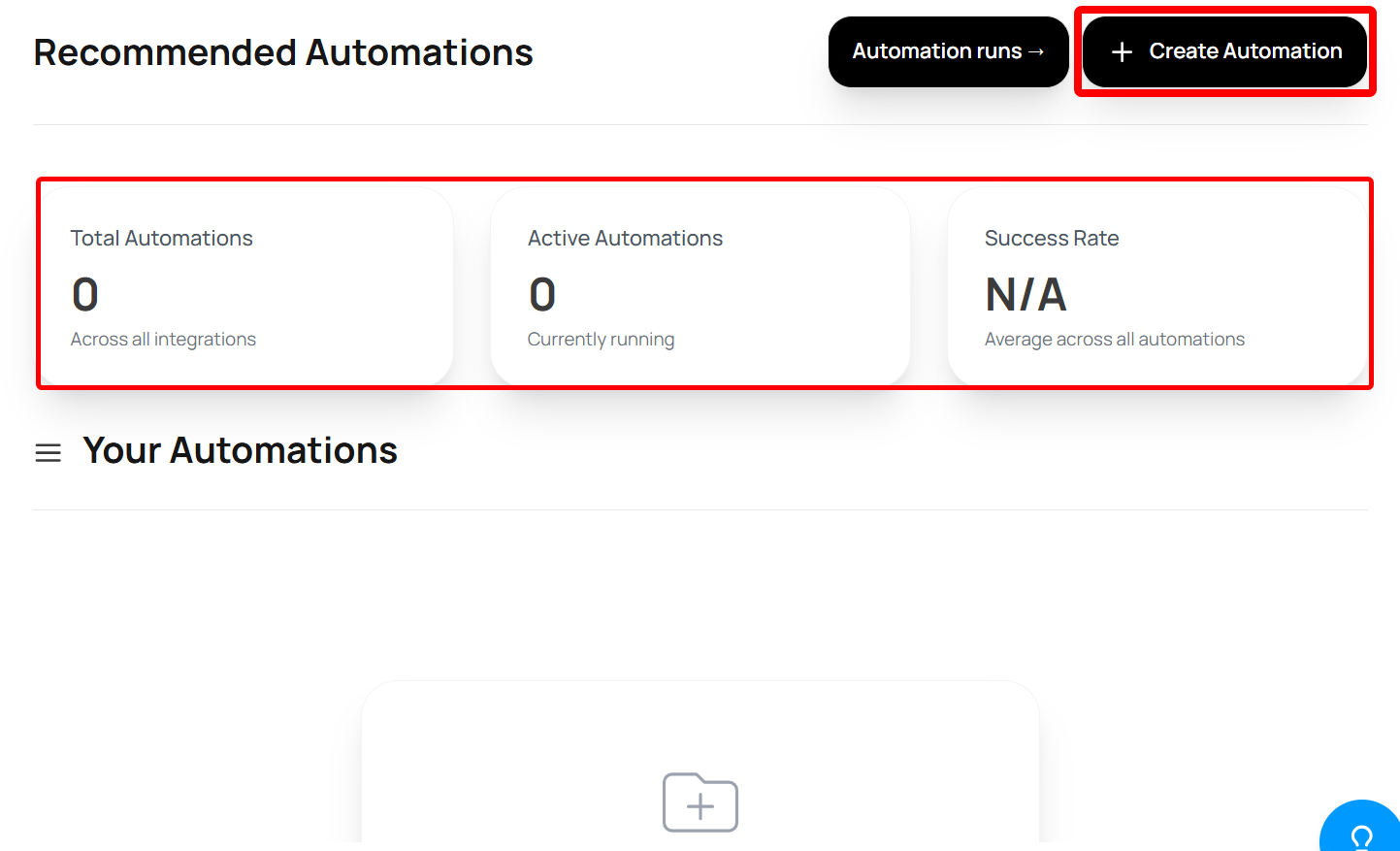 An interface showing automation statistics