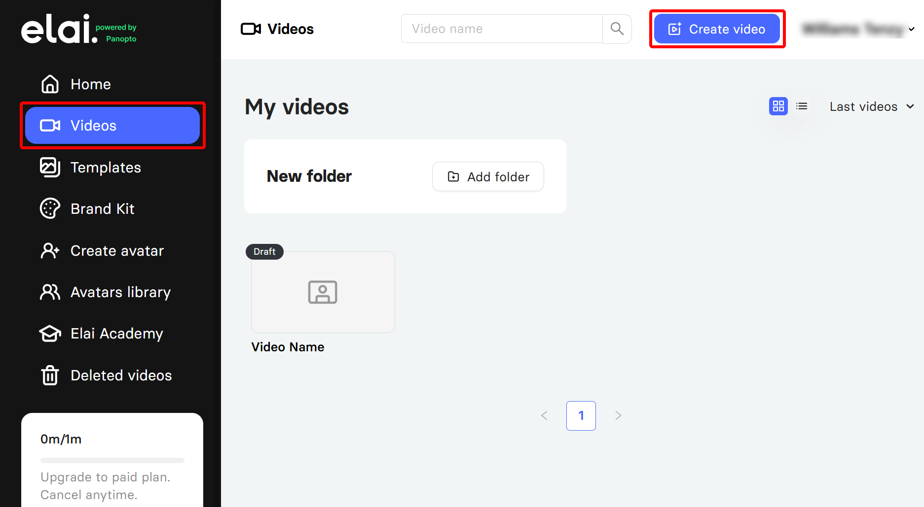 Video section of Elai.io