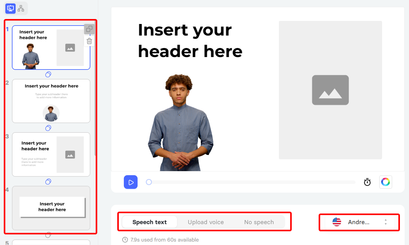 Adding content and speech to video slides