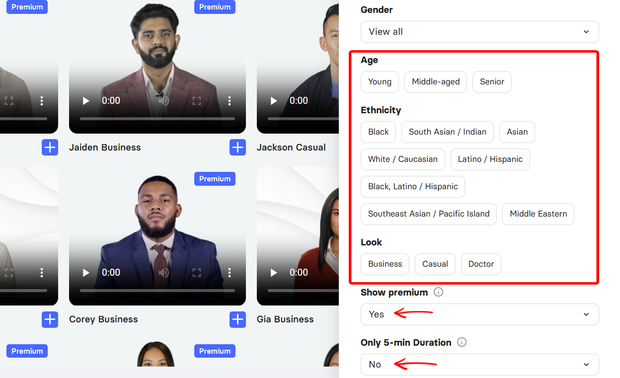 Filters for selecting diverse AI marketing agents