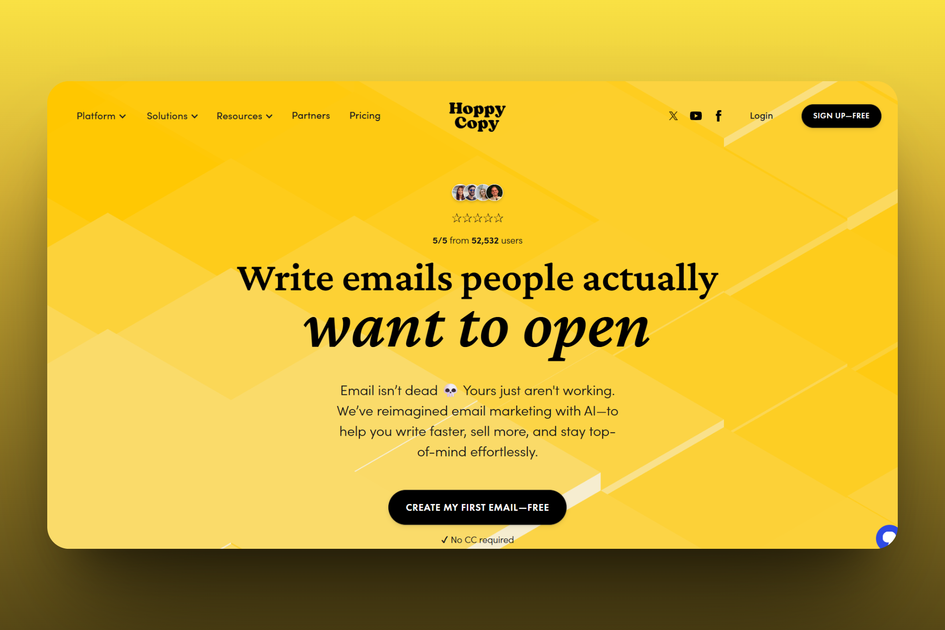 Landing page for AI email marketing