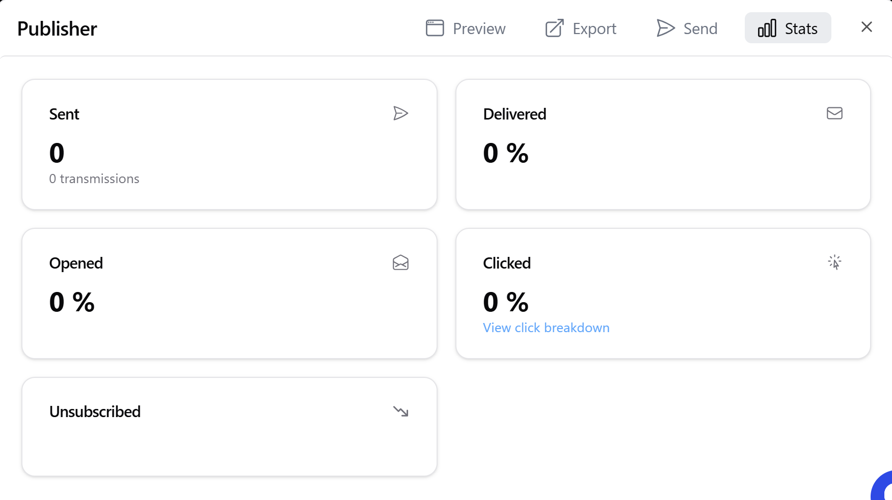 Performance statistics for marketing emails
