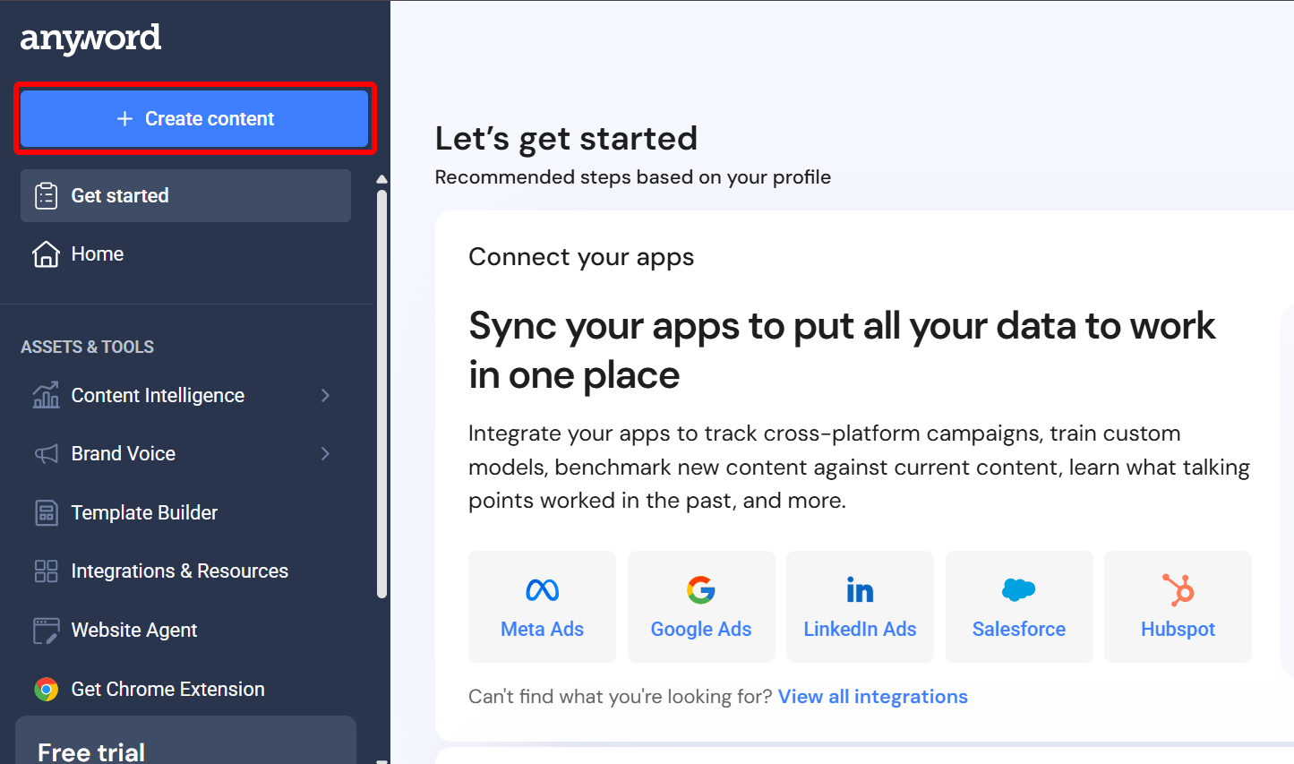 Create content option