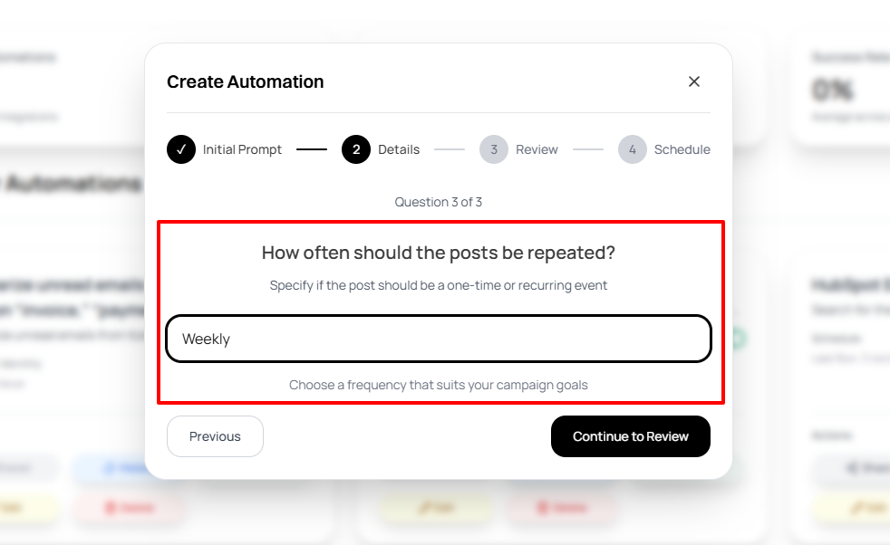 Scheduling weekly posts for automation