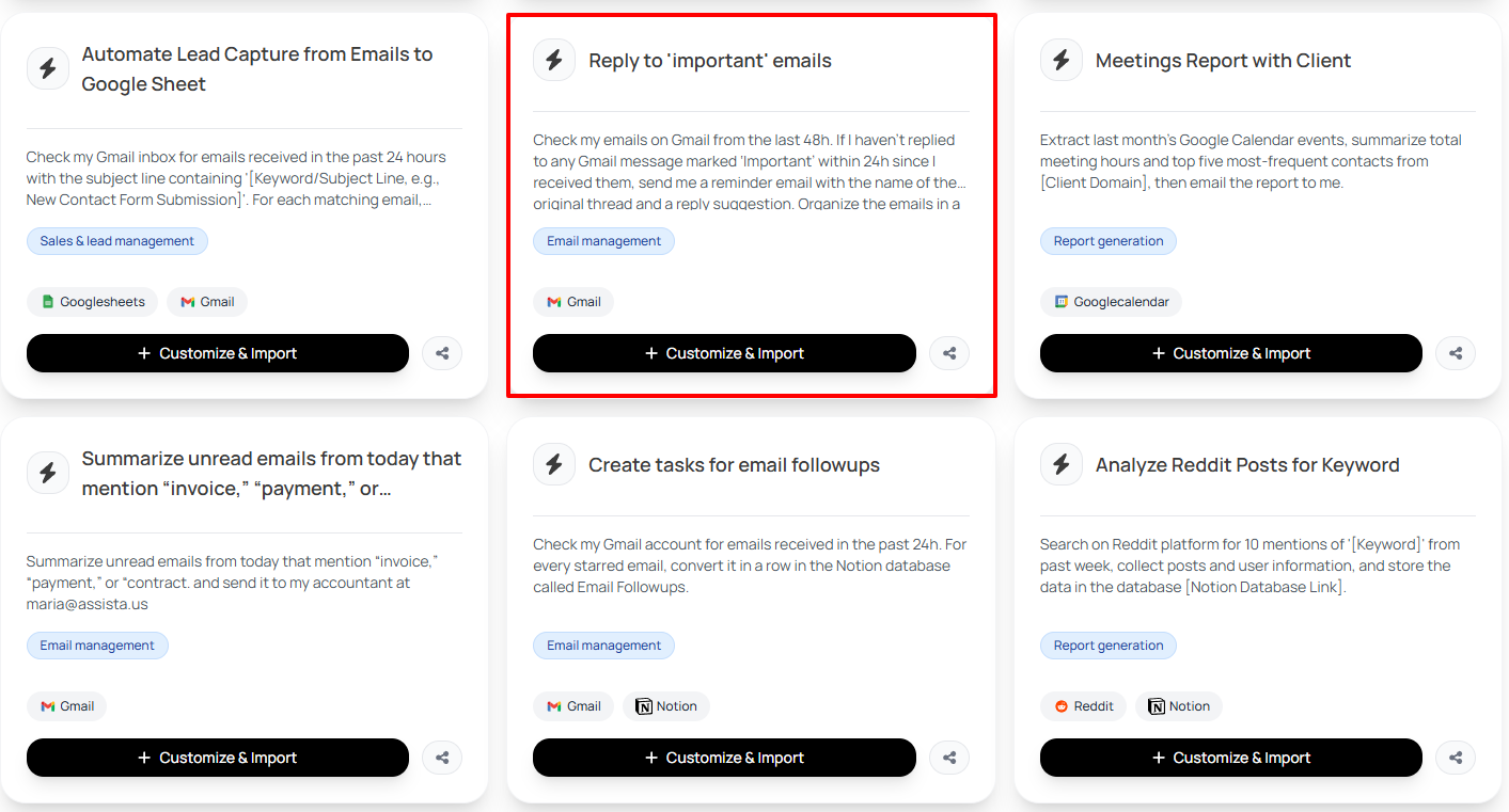 Email automation for important messages