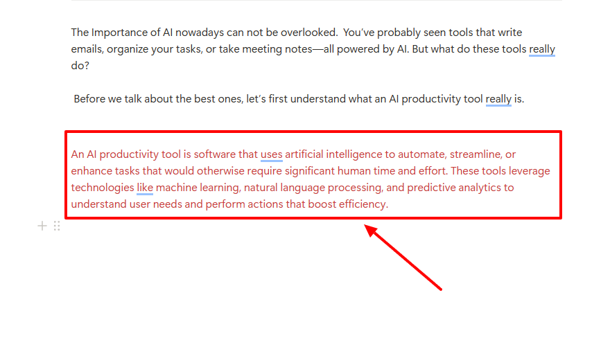 Content explaming AI productivity tools