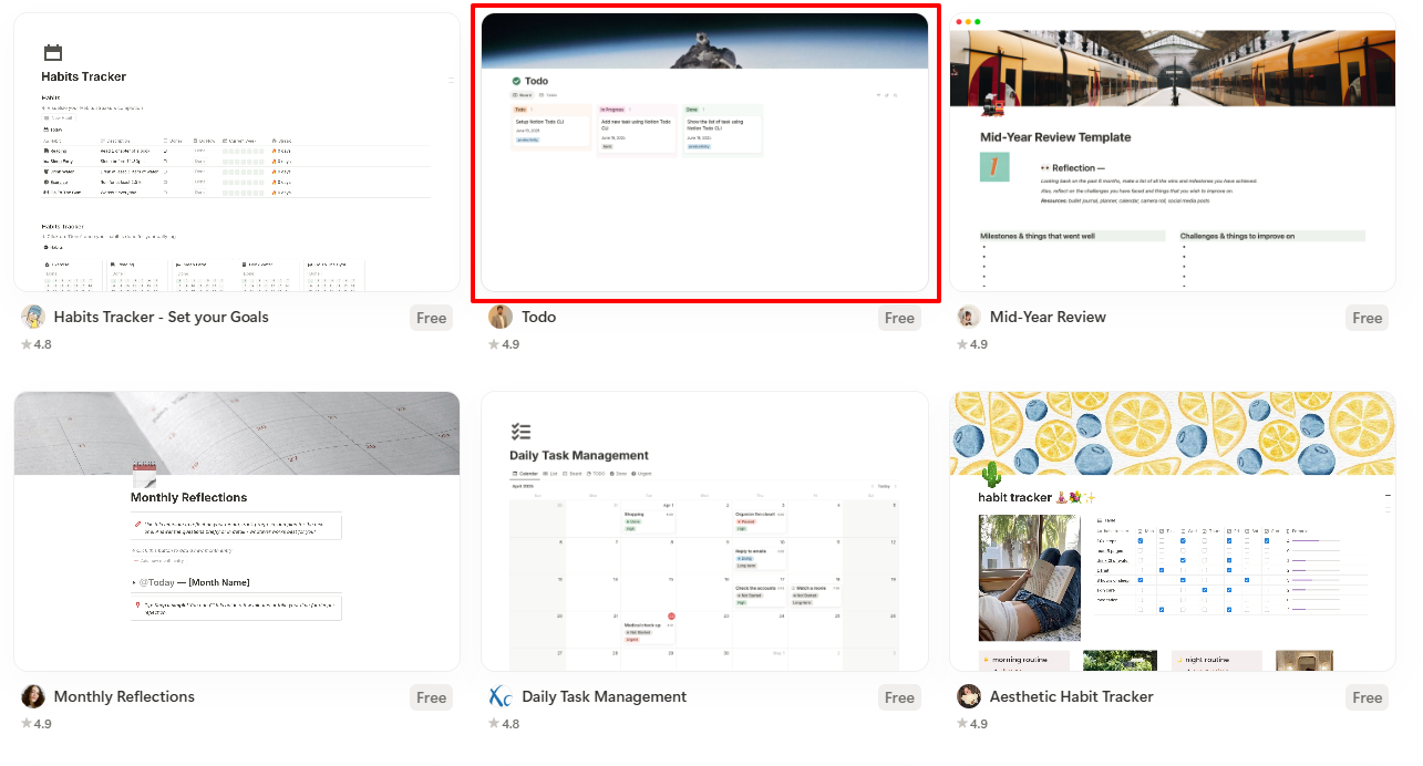 Image showing Notion's Todo template
