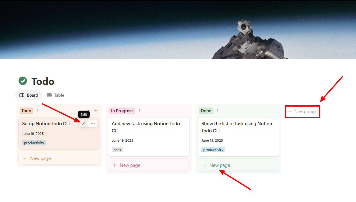 Screenshot showing Notion's Todo template