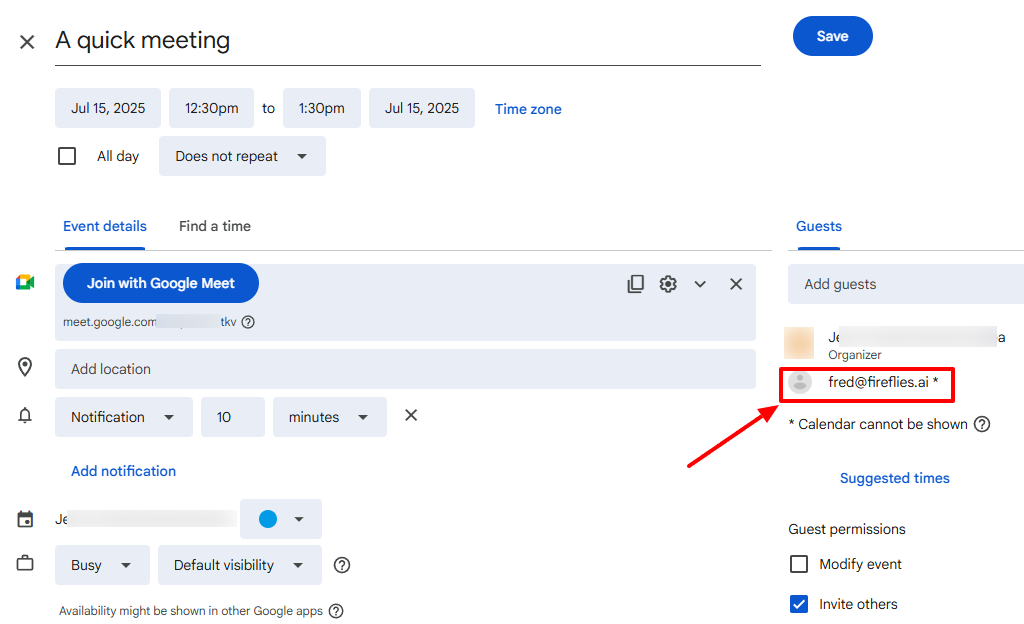 Summary and attendee list of a meeting