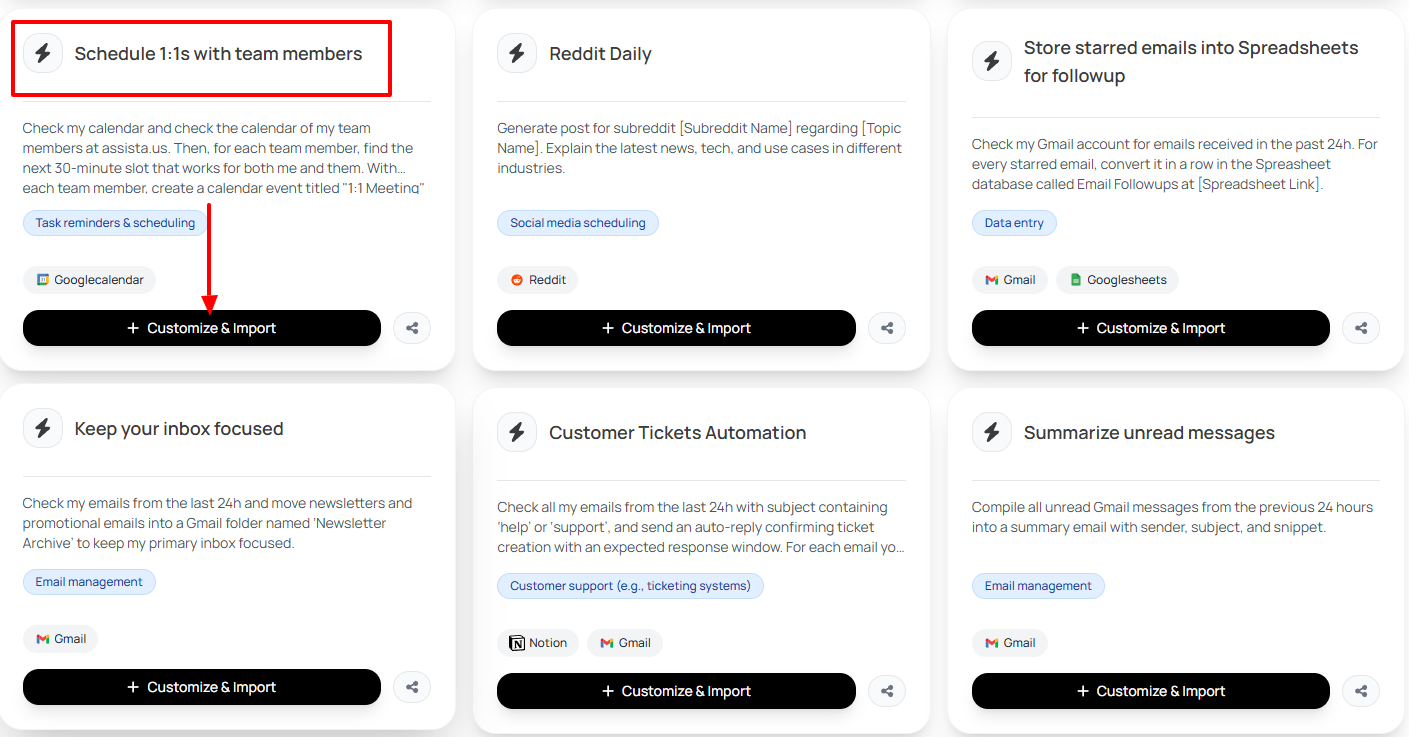 Various AI productivity tool features
