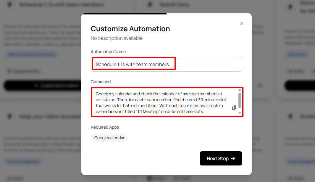 Customize Automation for an AI productivity tool
