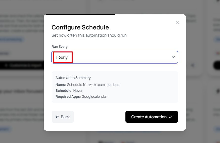 Configure Schedule for an AI automation