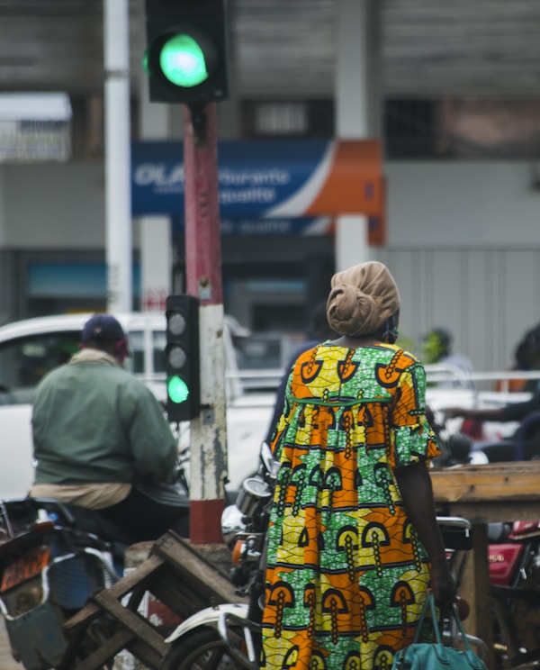 The lady with the green bag