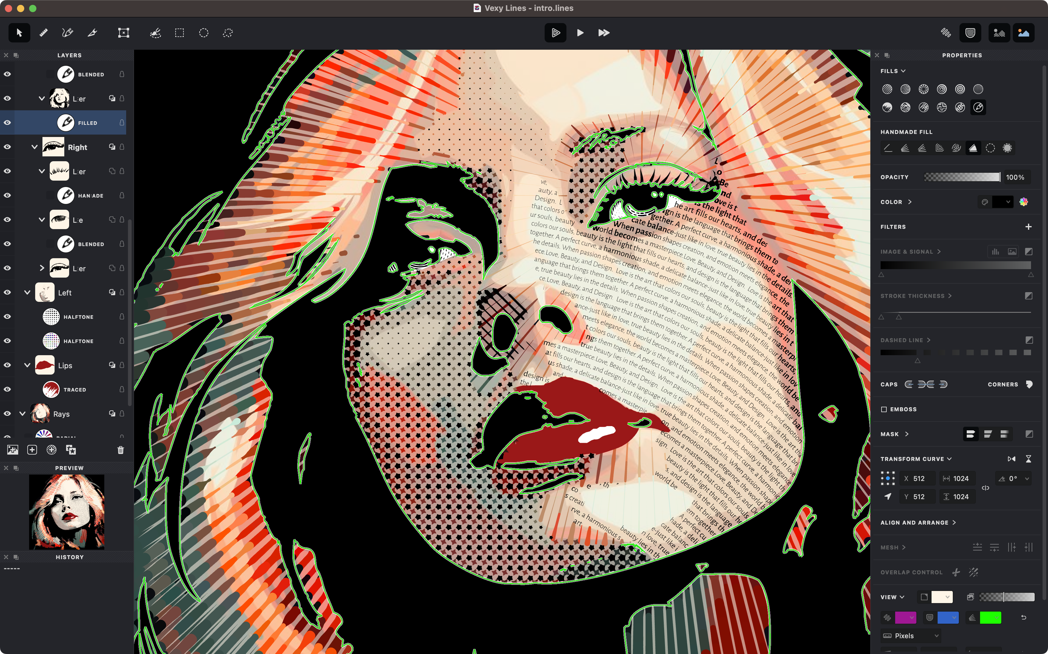 Vexy Lines studio screenshot from the public site