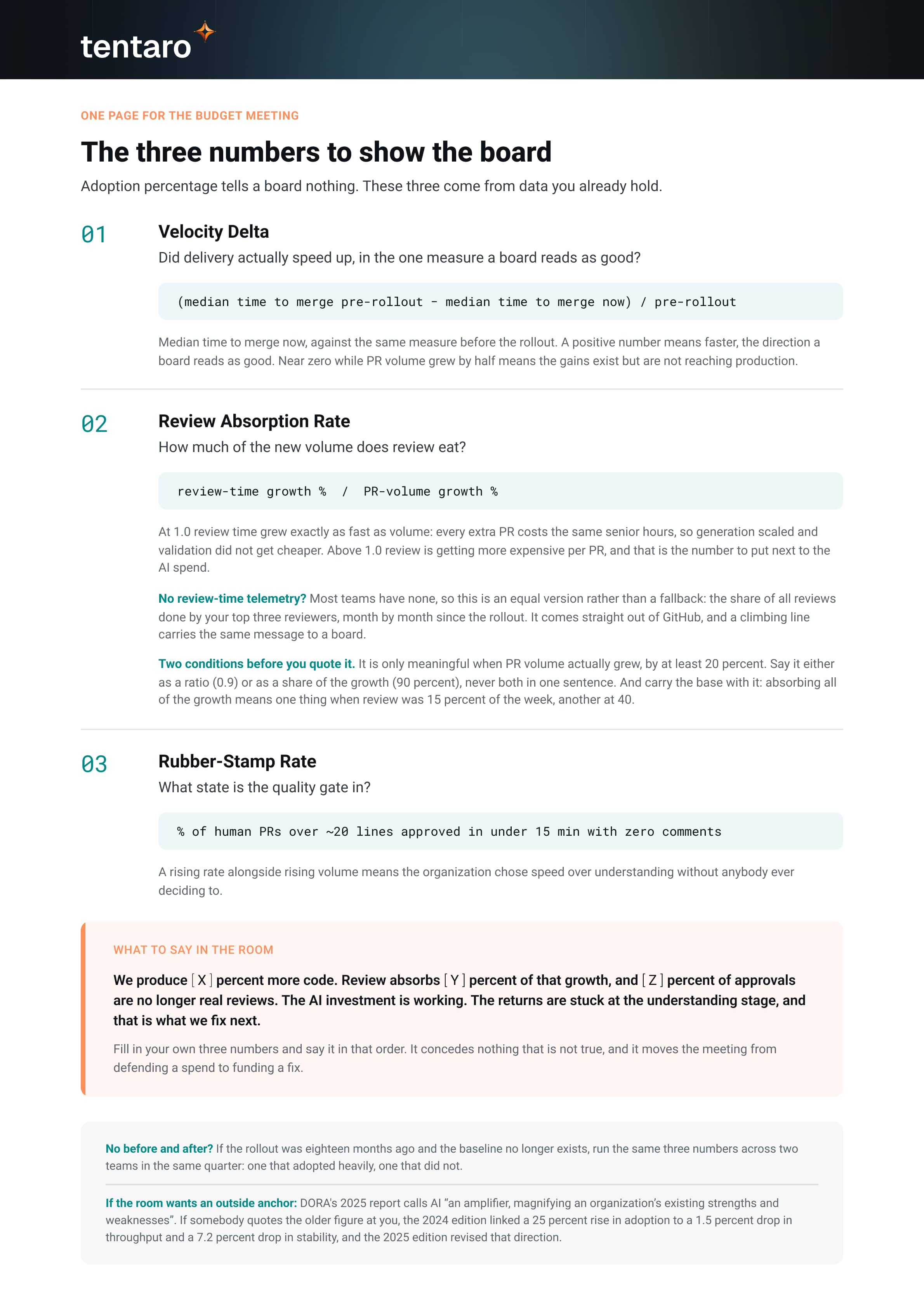 Preview of the one-page brief with the three numbers